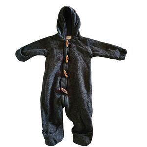 Newbie by KappAhl Baby Hooded Toggle Onesie Suit | Size 62 | Gray Knit | Wool